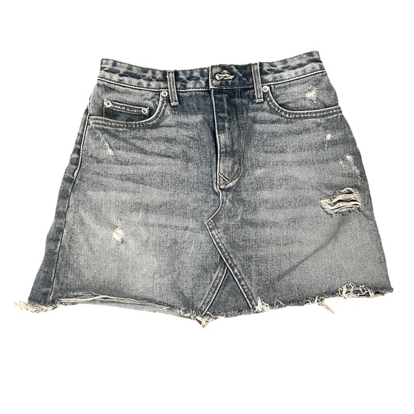 Lovers+Friends Jarrett Blue Wyatt High Rise A-Line USA Made Denim Skirt - Sz 26 - Picture 2 of 8